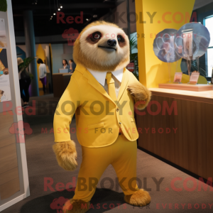 Gold Sloth maskot kostume...