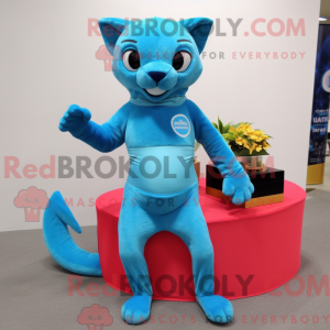 Cyan Jaguarundi mascot...