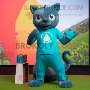 Cyan Jaguarundi mascot...