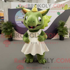 Oliven Triceratops maskot...