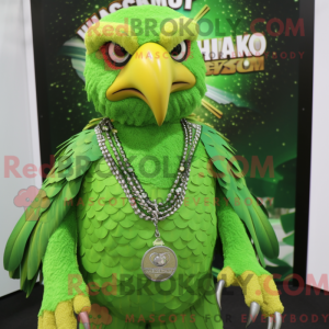 Lime Green Hawk mascot...