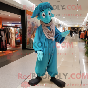 Cyan Stilt Walker maskot...