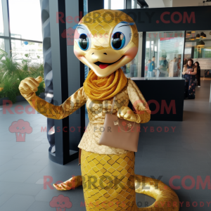 Gold Snake maskot drakt...
