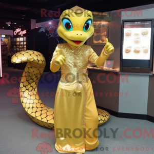 Gold Snake maskot drakt...
