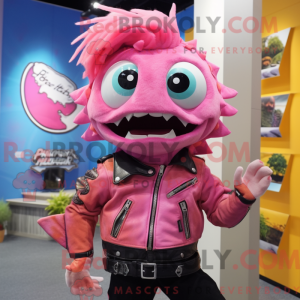 Pink Piranha maskot kostume...