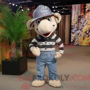 Beige Zebra maskot kostume...