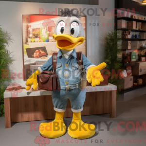 Gray Duck maskot kostume...