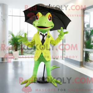 Olive Geckos maskot kostume...