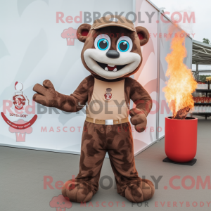 Brun Fire Eater maskot...