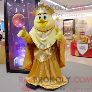 Gold Wizard maskot kostume...