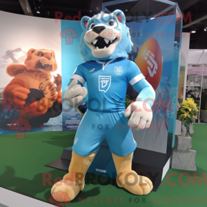Cyan Smilodon maskot...