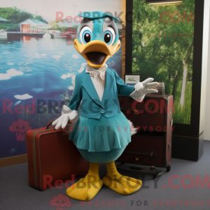 Teal Gosling mascot costume...