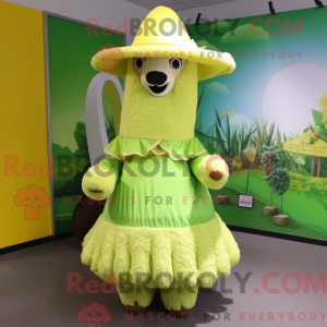 Lime Green Alpaca mascot...