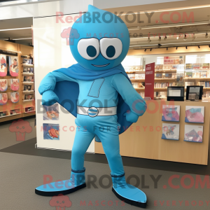 Cyan Superhelte maskot...