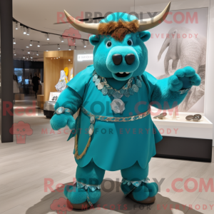 Cyan Bison mascot costume...