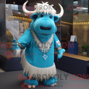 Cyan Bison mascot costume...