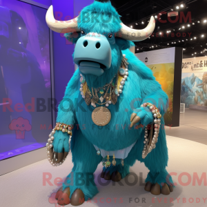 Cyan Bison maskotdraktfigur...