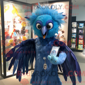 Blå Harpy maskot kostume...
