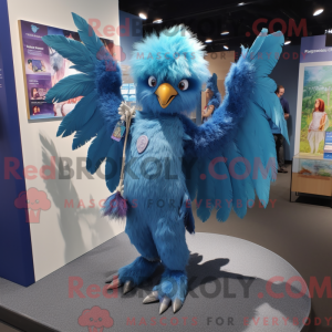 Blå Harpy maskot kostume...