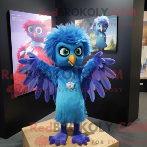 Blå Harpy maskot kostume...