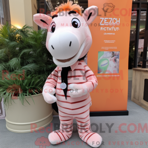 Peach Zebra mascot costume...