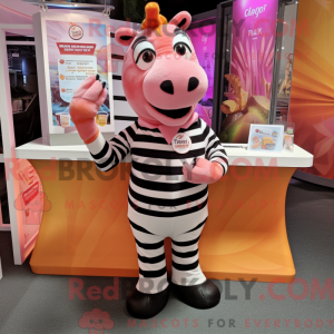 Peach Zebra maskot kostume...