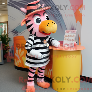 Peach Zebra maskot kostume...