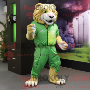 Grøn Smilodon maskot...