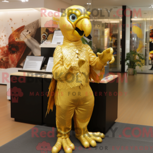 Gold Parrot mascot costume...