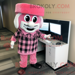 Pink computer maskot...
