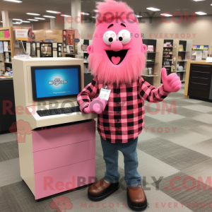 Pink computer maskot...