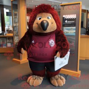 Maroon Kiwi maskot kostume...