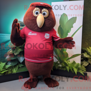 Maroon Kiwi maskot kostume...