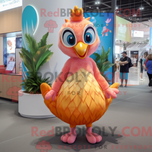 Peach Peacock mascot...