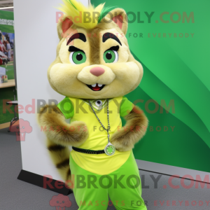 Lime Green Chipmunk mascot...