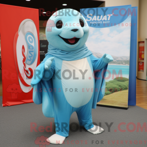 Sky Blue Sea Lion mascot...