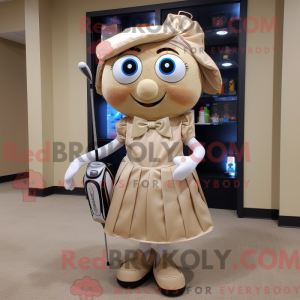 Tan Golf Bag maskot kostume...