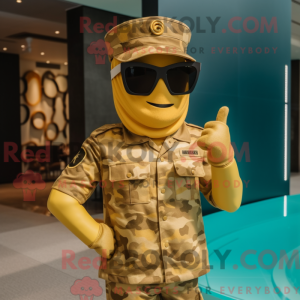 Gold Army Soldier mascot...