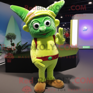 Lime Green Elf maskot...