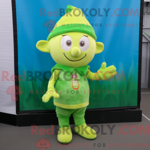 Lime Green Elf mascot...