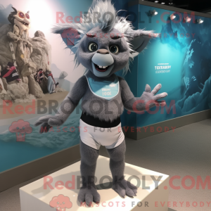 Grå Gargoyle maskot kostume...