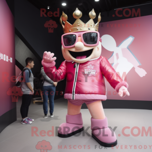 Pink King maskot kostume...