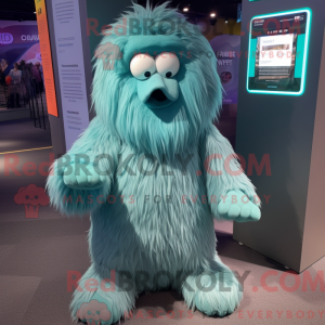 Teal Yeti mascot costume...