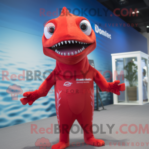 Rød Barracuda maskot...