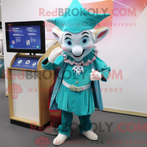 Teal Elf Maskottchen Kostüm...