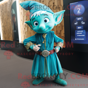 Teal Elf Maskottchen Kostüm...