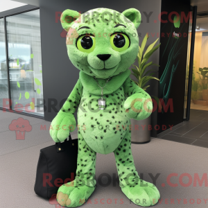 Lime Green Leopard mascot...