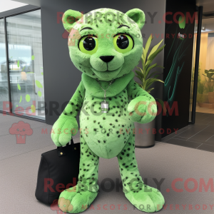 Limegrøn leopard maskot...