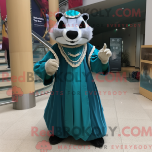 Cyan Badger mascot costume...