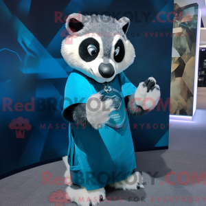 Cyan Badger mascot costume...